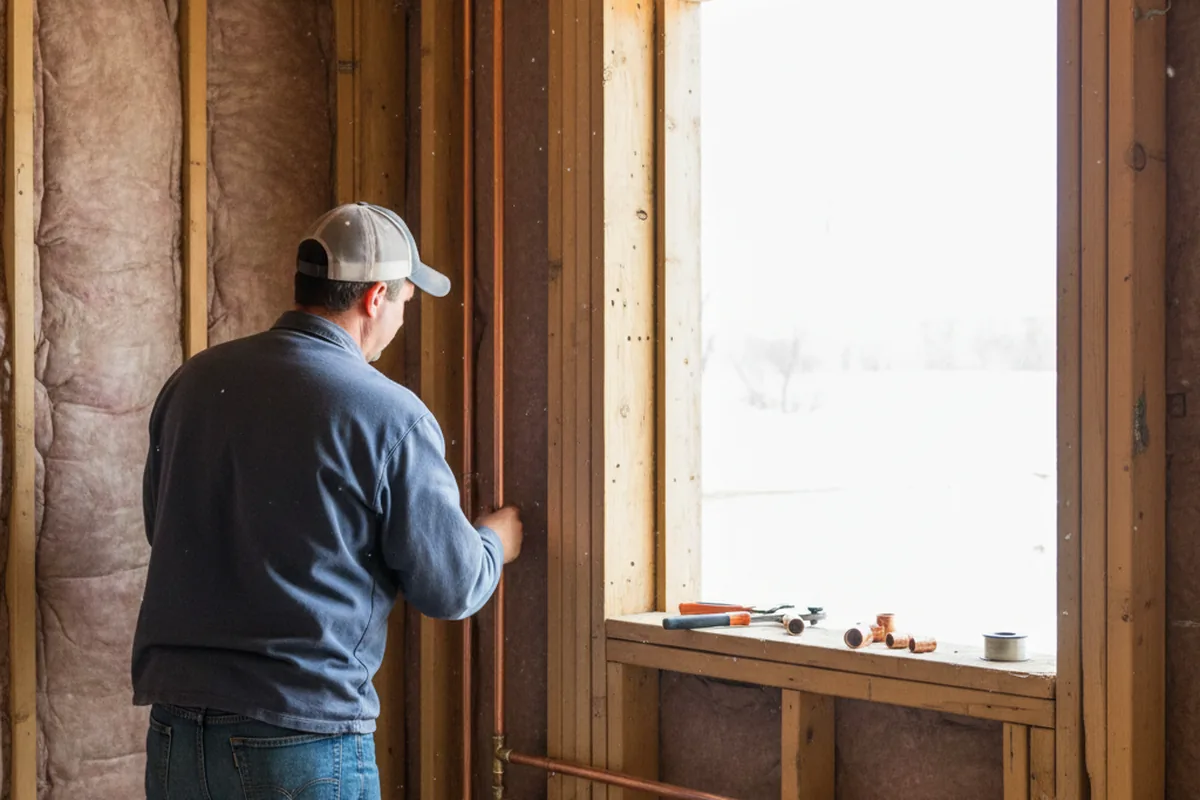 Licensed plumber running new copper supply lines in a Chatham home
