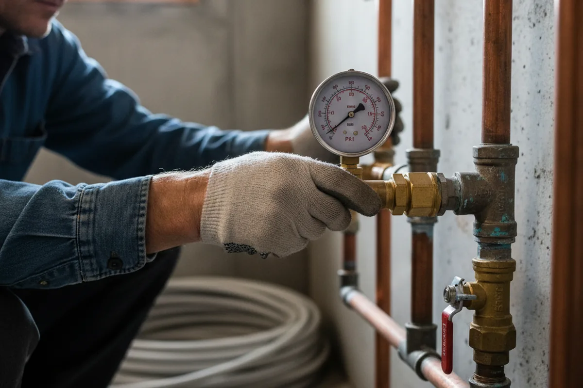 Pressure testing a repaired line during Water Line Repair in Chatham